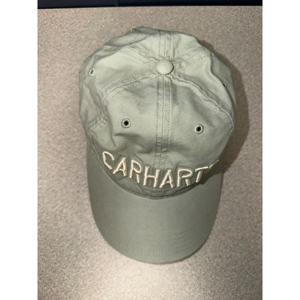 Carhartt‎ Hat Women's Adjustable Mint Green Canvas Patch Spellout 100141 One Sz